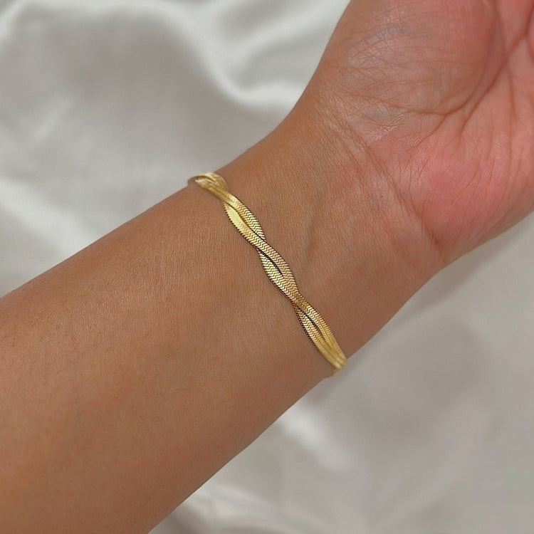 Twisted Herringbone Stainless Steel Bracelet