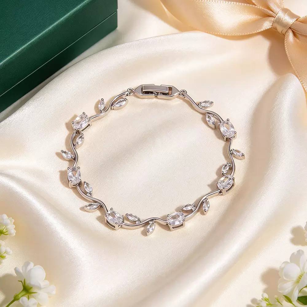 Vine Zircon Stone Stainless Steel Bracelet