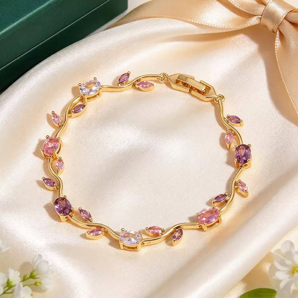 Vine Zircon Stone Stainless Steel Bracelet