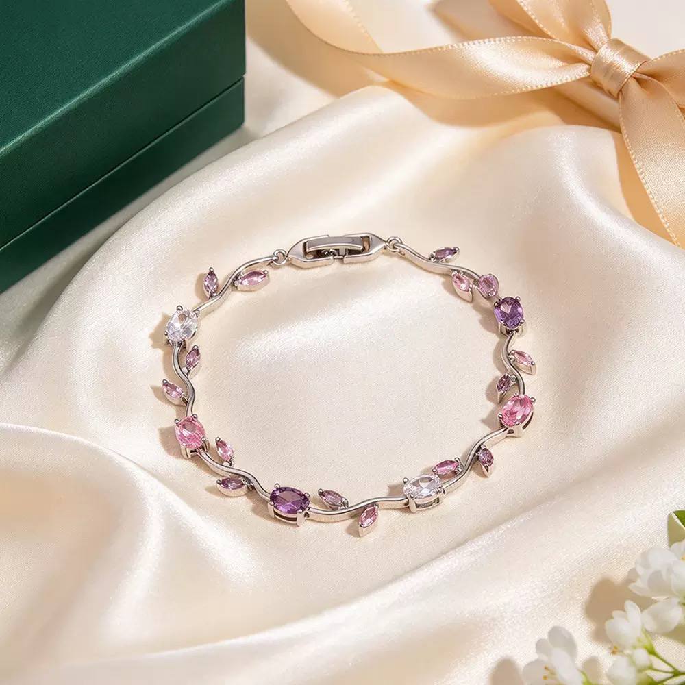 Vine Zircon Stone Stainless Steel Bracelet