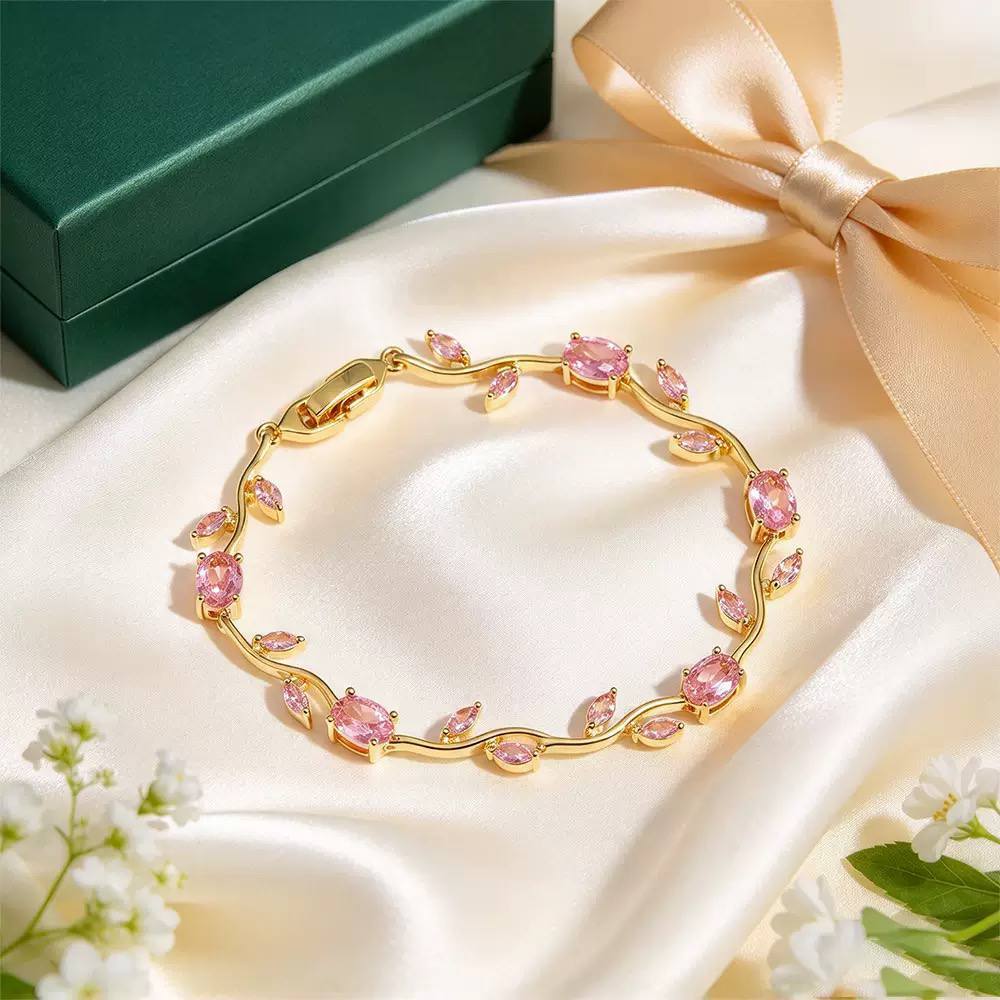 Vine Zircon Stone Stainless Steel Bracelet